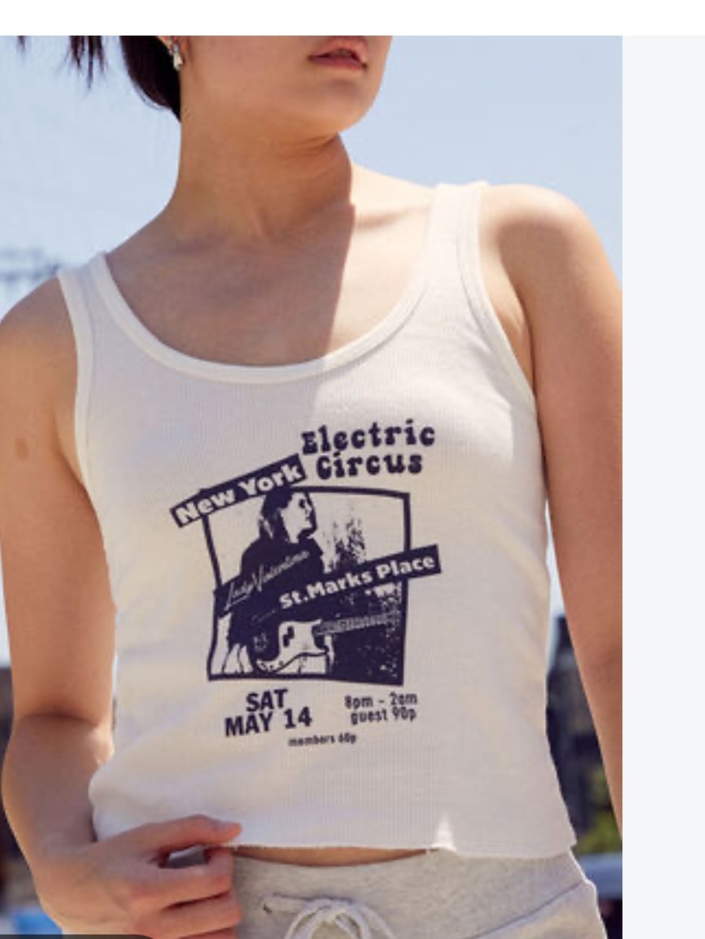 Brandy Melville Graphic Ribbed Tank Top with black Print